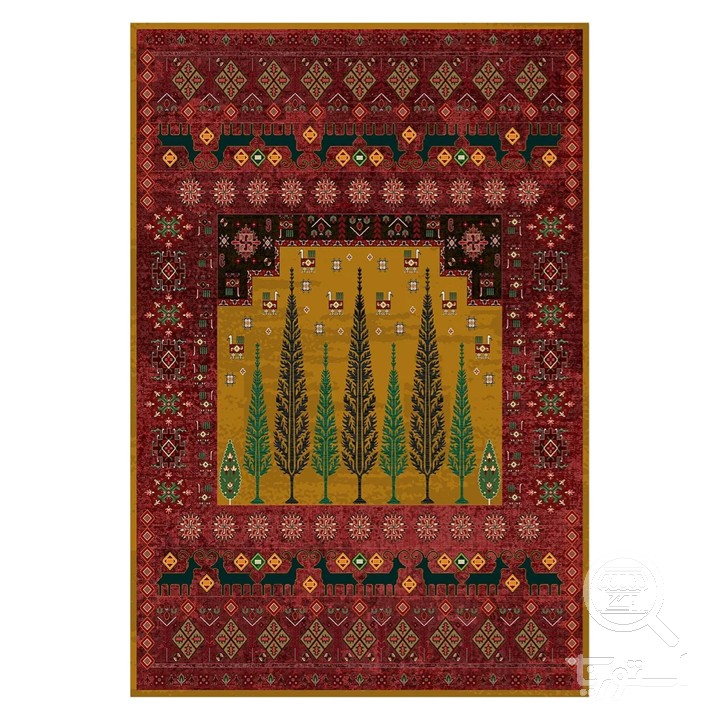 فرشینه مخمل ترک طرح عشایری خردلی کد L6-294