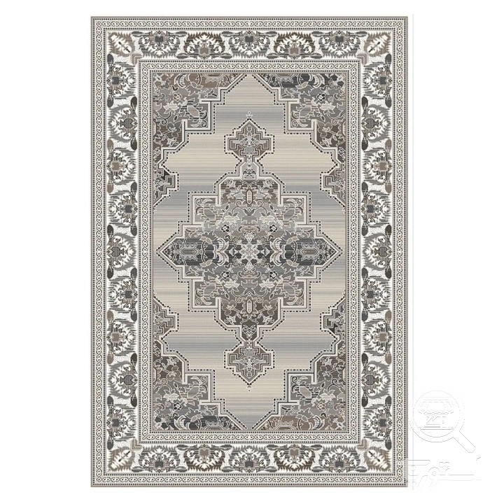 فرشینه مخمل ترک طرح ترنج مرمری کرم کد U9-519
