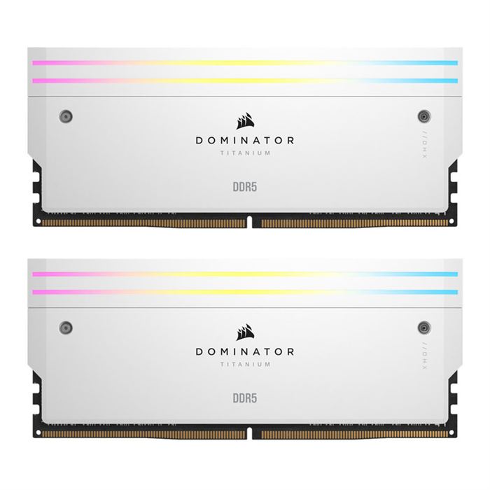 رم دسکتاپ کورسیر سفید مدل Dominator Titanium RGB DDR5 دو کاناله 7000 مگاهرتز ظرفیت 32 گیگابایت CL34