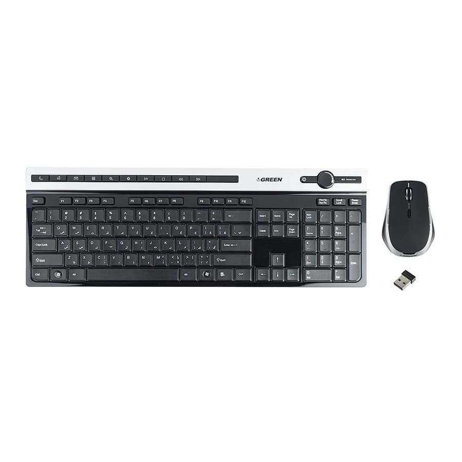 کیبورد و ماوس بی سیم گرین مدل GKM505W