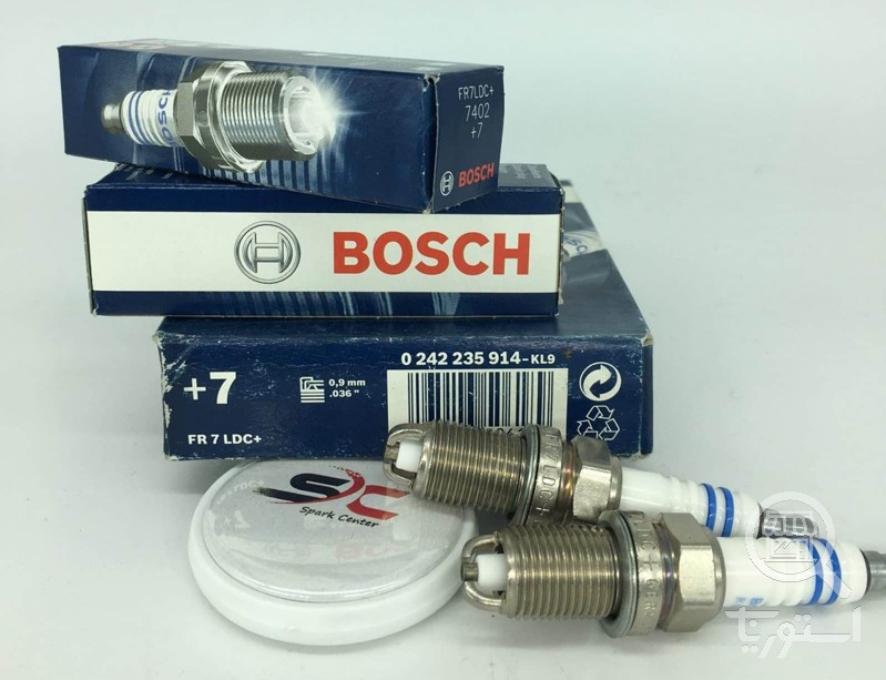 شمع بوش پایه کوتاه دو پلاتین BOSCH FR7LDC+ +7 یک جعبه (4 عدد)