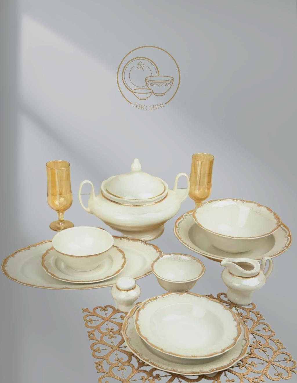 سرویس چینی پردیس طرح دنیلا 6 نفره 30 پارچه نیوبن قالب ایزابل