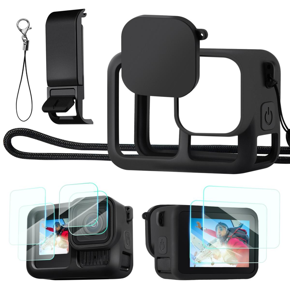 کیت کاور سیلیکونی و محافظ صفحهنمایش کی اند اف سازگار با گوپرو ۱۳ | K&F GOPRO 13 Camera Silicone Case
