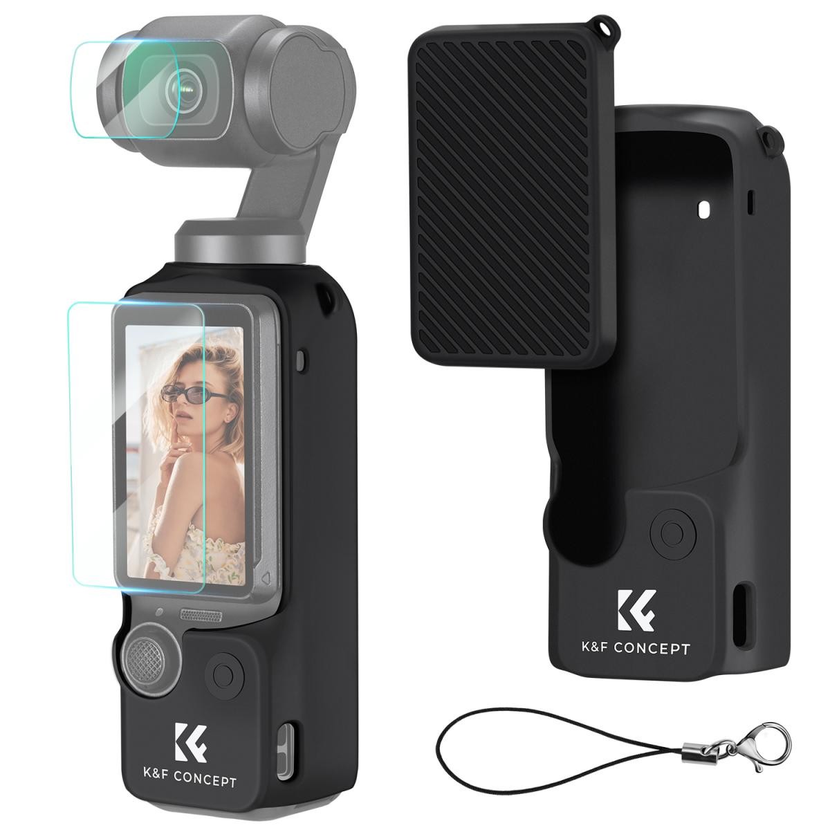 کیت کاور سیلیکونی و محافظ صفحهنمایش کی اند اف سازگار با اسمو پاکت ۳ | K&F Osmo Pocket 3 Camera Silicone Case