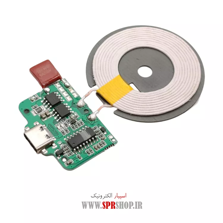 ماژول شارژر وایرلس 15W با ورودی Type-C به همراه صفحه کویل شارژ