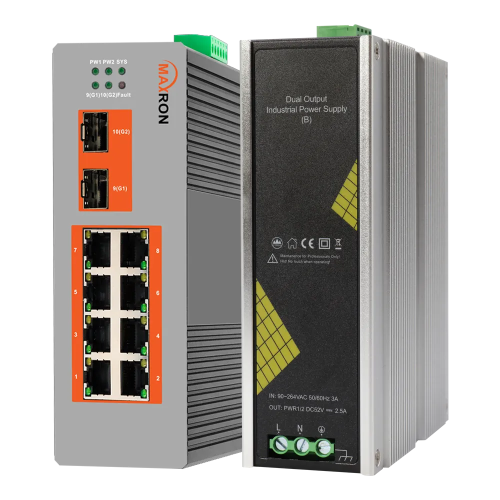 سوییچ شبکه صنعتی/ مدیریتی 8 پورت POE مکسرون مدل MSW-5208GPI-240I