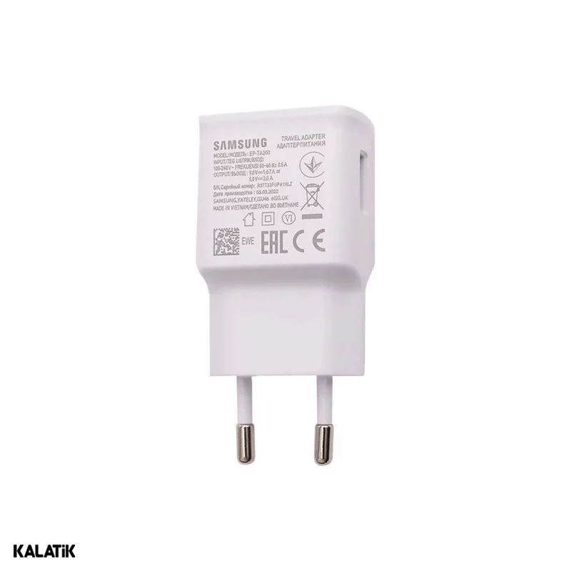 شارژر دیواری 15W سامسونگ S10 RFT مدل EP-TA200 فست تک پورت دو پین-شارسل