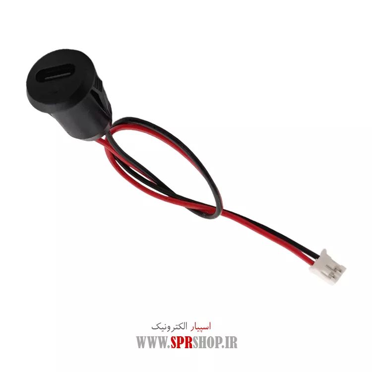 جک مادگی تایپ سی گرد بغل خار دار دارای شارژر و LED