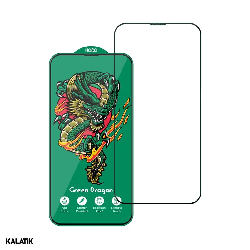 محافظ صفحه نمایش گوشی اپل iPhone 13 Pro Max/14 Plus مدل هورو Green Dragon Antistatic ESD شیشه ای