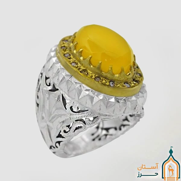 انگشتر شرف شمس مردانه نقره دستساز مدل بهداد + 15 قطعه برلیان