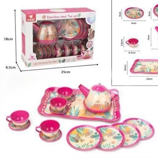 اسباب بازی دخترانه ست چای خوری فلزی 14 تکه مدل aozi toysجدید