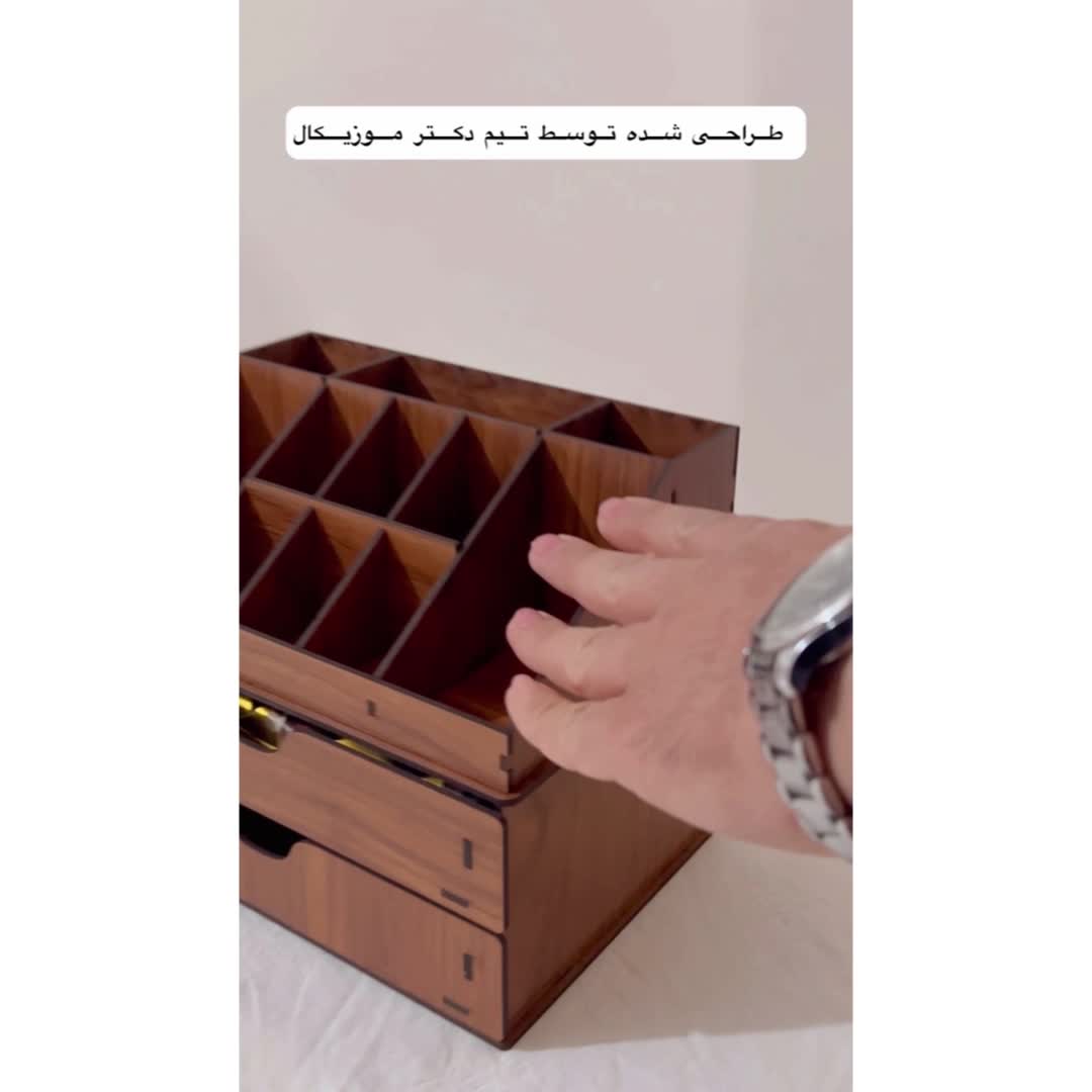 استند لوازم آرایش چوبی موزیکال با ملودی عاشقانه سوغاتی - بهترین هدیه برای روز زن و مادر - خرید بی واسطه