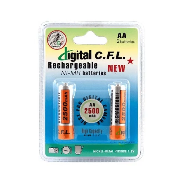 باطری قلمی قابل شارژ سی اف ال مدل 2500mAh AA بسته 2 عددی کد 1252