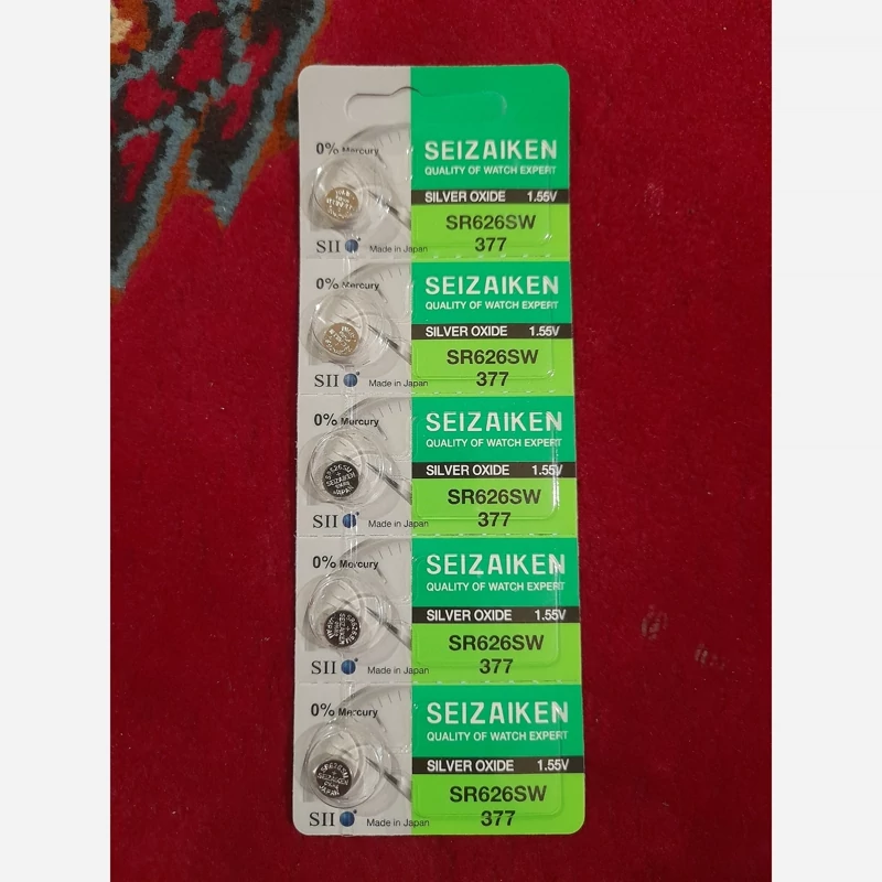 باطری ساعت مچی سایز 377-626 مارک سیزیکن غیر اصل ورق 5 عددی