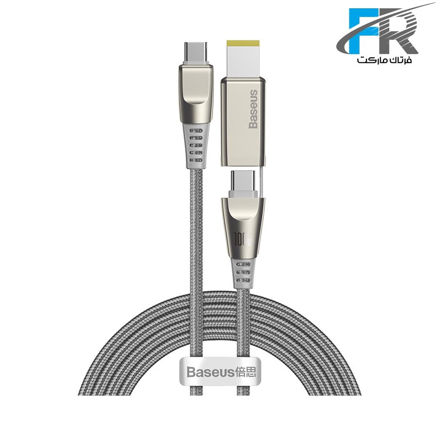 کابل تبدیل Type-C به Type-C و DC Square باسئوس مدل CA1T2-B طول 2 متر