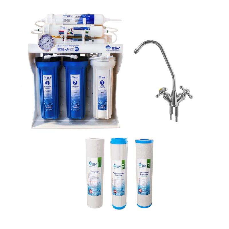 دستگاه تصفیه کننده آب اس اس وی مدل BlueStar 2w x1000 به همراه شیر دوکاره و فیلتر بسته 3 عددی