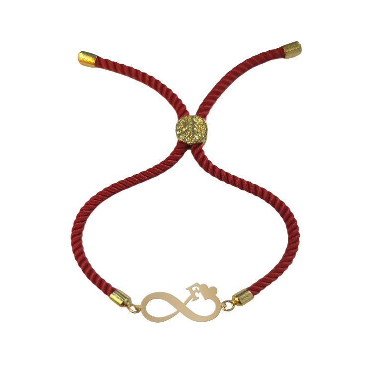 دستبند طلا 18 عیار زنانه شمیم گلد گالری مدل بینهایت و حرف F کد D65-17