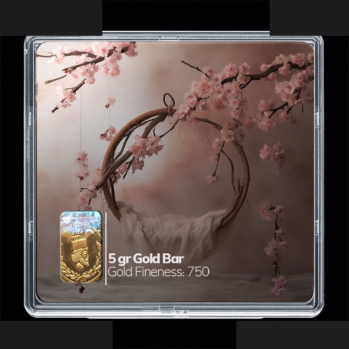 شمش طلا 18 عیار 100 سوت مدوپد مدل سبد و گل کد SG10246