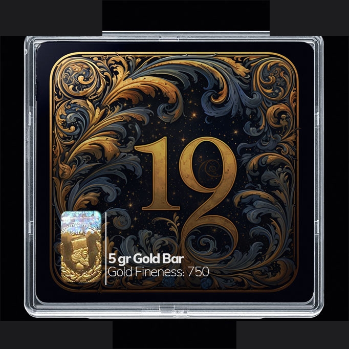 شمش طلا 18 عیار 100 سوت مدوپد مدل عدد 19 کد SG10199