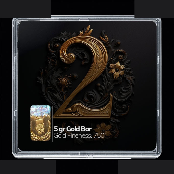شمش طلا 18 عیار 100 سوت مدوپد مدل عدد 2 کد SG10157