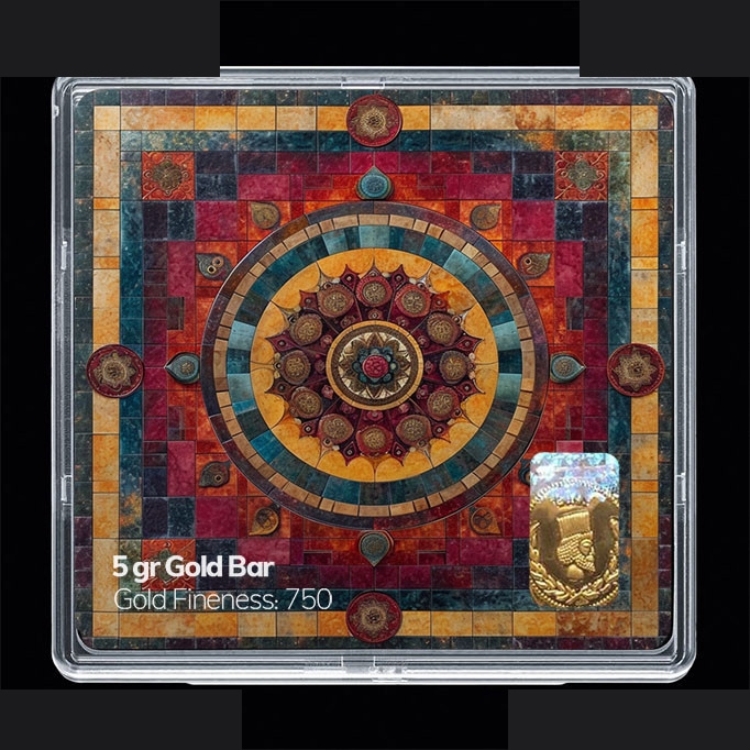 شمش طلا 18 عیار 100 سوت مدوپد مدل نوروز و سال نو کد SG11636