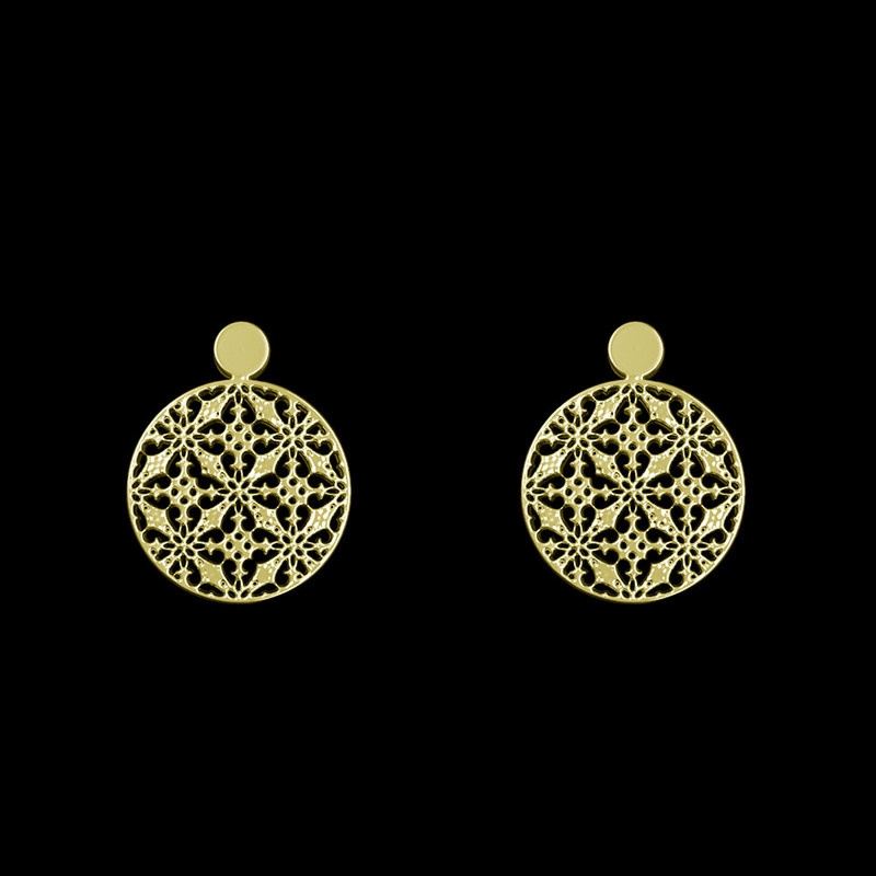 گوشواره طلا 18 عیار زنانه مدوپد مدل هندسی کد GA1-13637