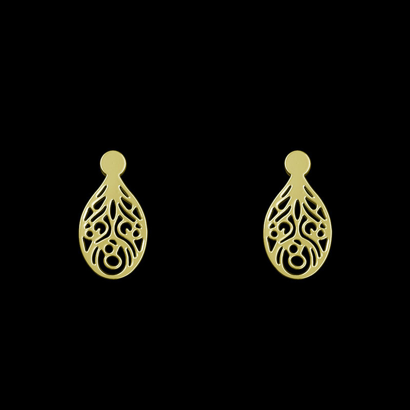 گوشواره طلا 18 عیار زنانه مدوپد مدل هندسی کد GA1-13977