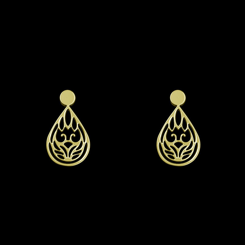 گوشواره طلا 18 عیار زنانه مدوپد مدل هندسی کد GA1-13993