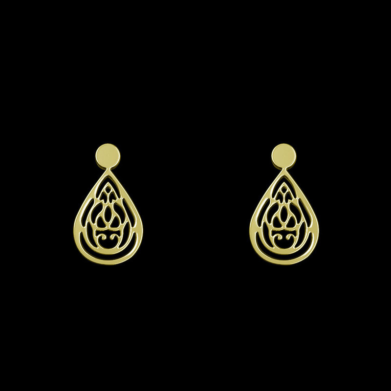 گوشواره طلا 18 عیار زنانه مدوپد مدل هندسی کد GA1-14090