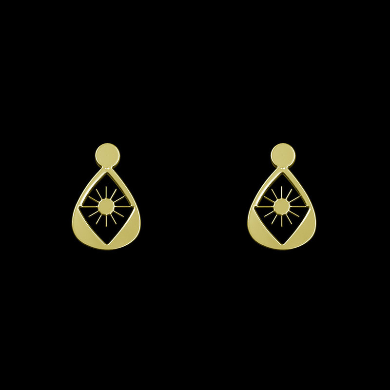 گوشواره طلا 18 عیار زنانه مدوپد مدل هندسی کد GA1-14483