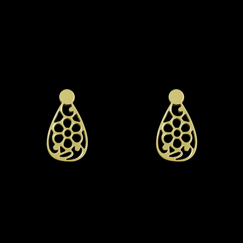 گوشواره طلا 18 عیار زنانه مدوپد مدل هندسی کد GA1-14570