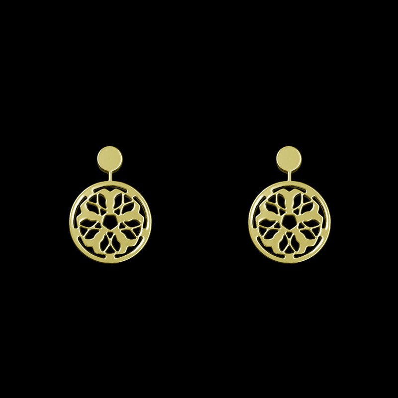 گوشواره طلا 18 عیار زنانه مدوپد مدل هندسی کد GA1-14911