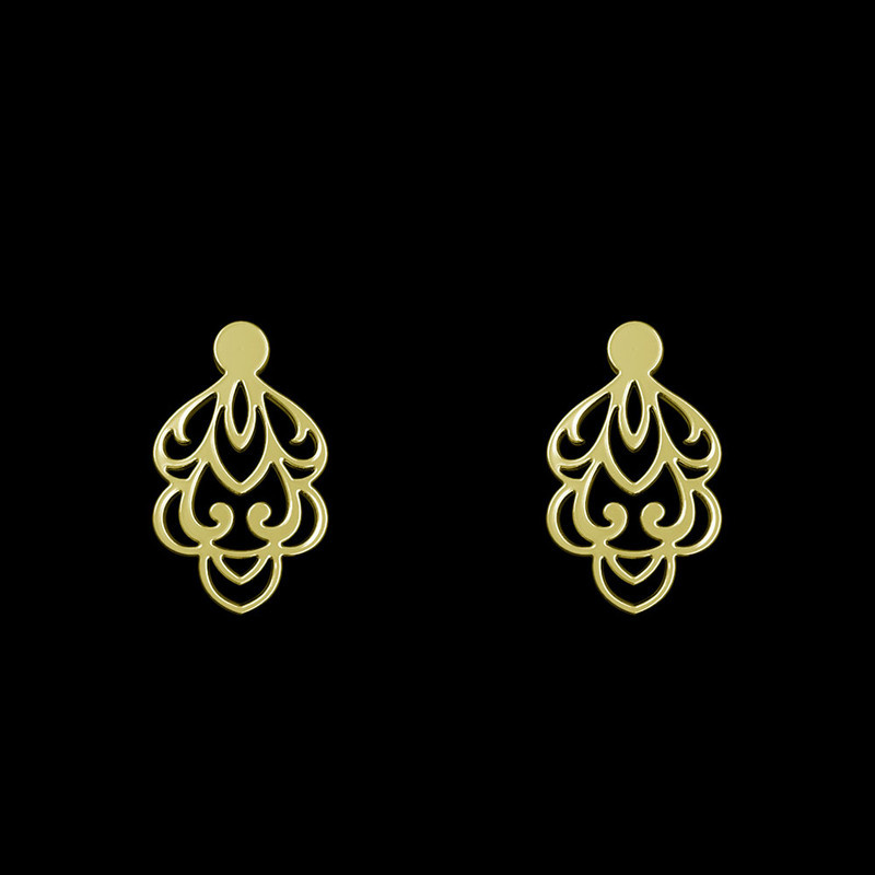 گوشواره طلا 18 عیار زنانه مدوپد مدل اسلیمی کد GA1-15272