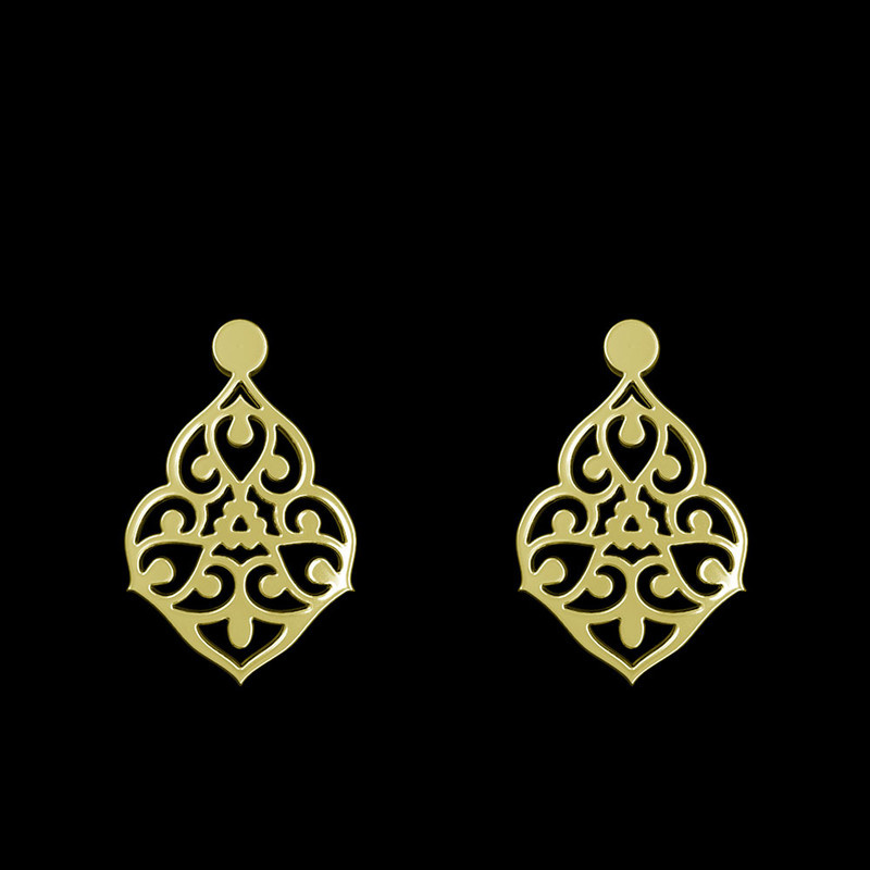 گوشواره طلا 18 عیار زنانه مدوپد مدل اسلیمی کد GA1-15336