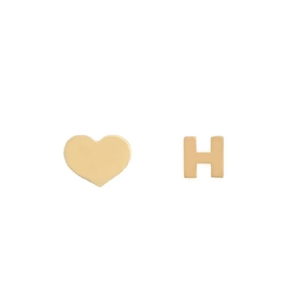 گوشواره طلا 18عیار اپال گلد مدل قلب و حرف H