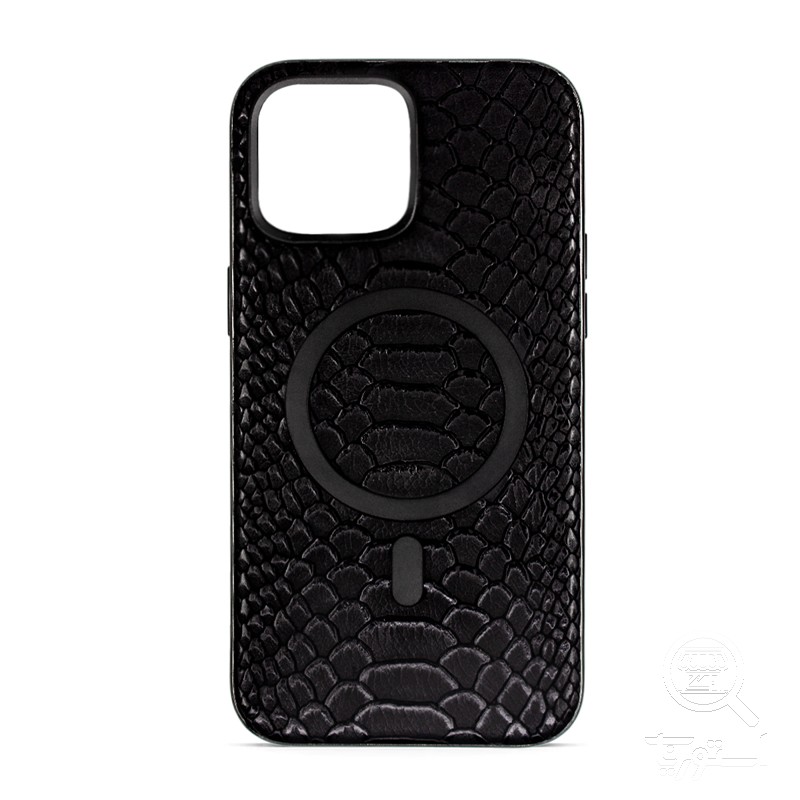قاب گوشی اپل iPhone 12 Pro مک کوی مدل Snake Skin چرمی مگ سیف دار