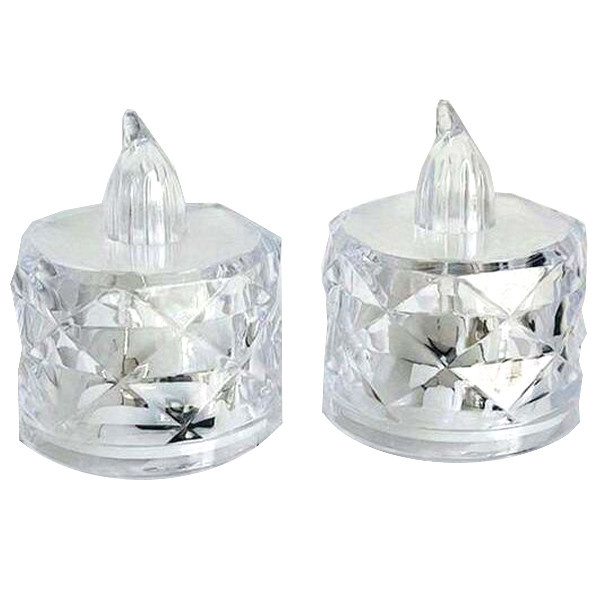 شمع ال ای دی مدل کریستالی شفاف طرح Diamond مجموعه 2 عددی