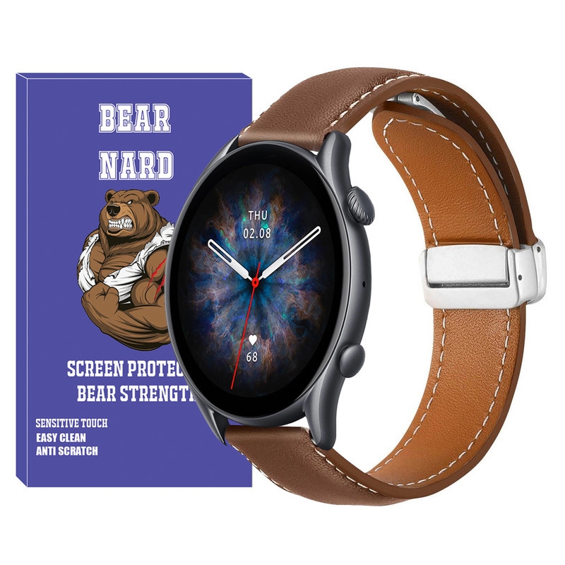 بند برنارد مدل Mag Leather BR مناسب برای ساعت هوشمند امیزفیت سری GTS / GTS 2e / GTS 2 / GTS 2 Mini / GTS 3 / GTS 4 / GTS 4 Mini / GTR Mini سایز20mm