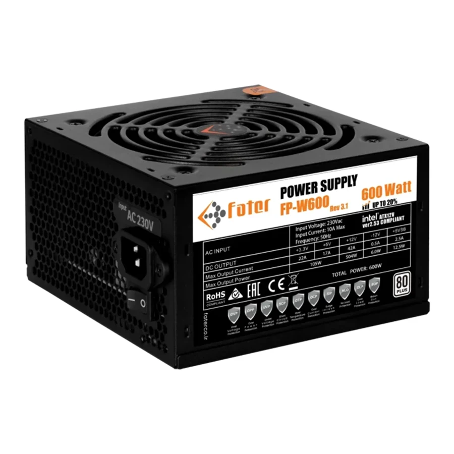 پاور کامپیوتر 600 وات غیر ماژولار فاطر مدل FP-W600