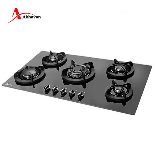 گاز 5شعله شیشه ای اخوان با قطعات ایرانی سایز 50*86