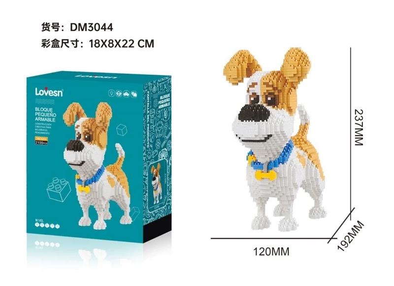 لگو سه بعدی سگ مدل DM3044 طرح مکس | فیگور ساختنی 2100 قطعه Lovesn 🐶