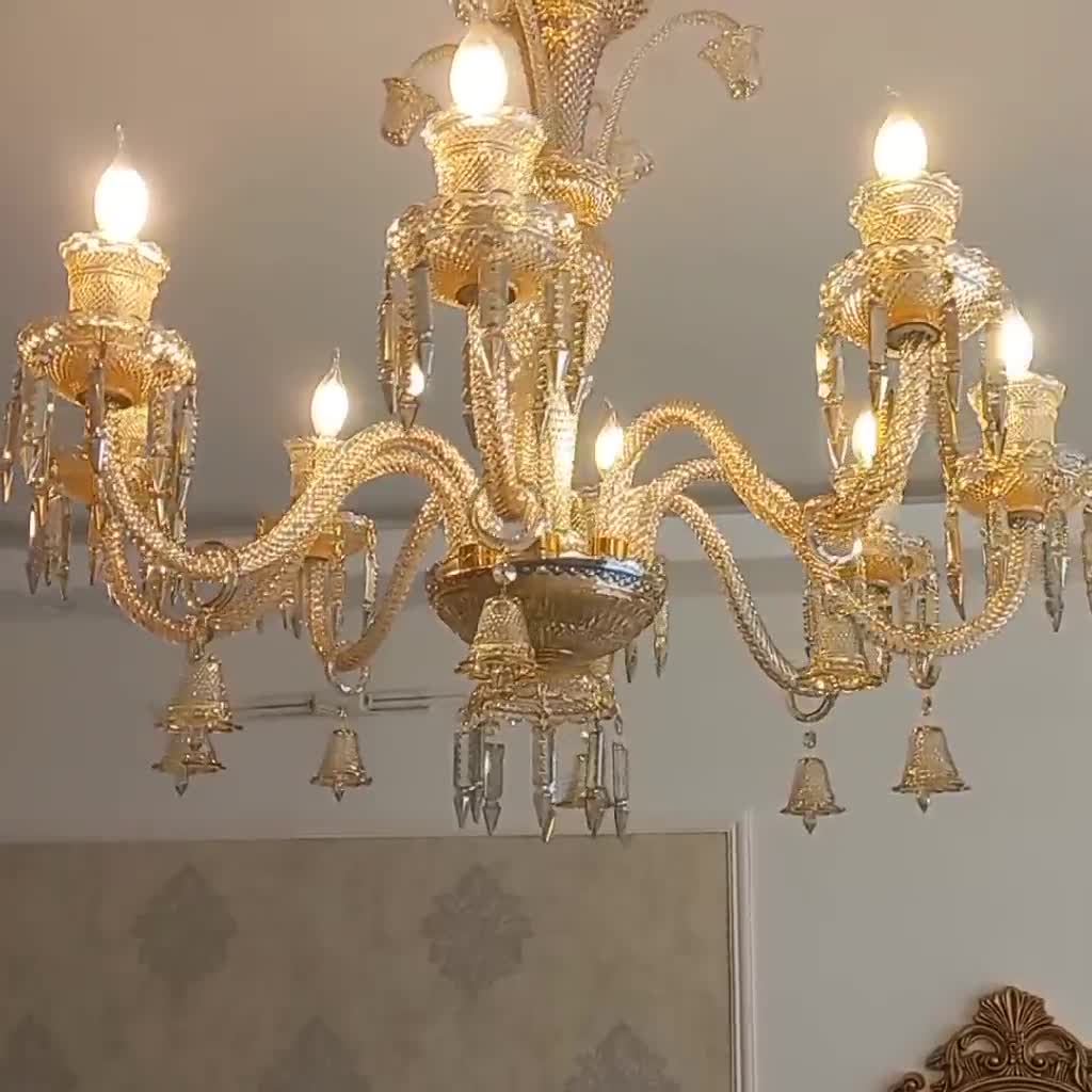 لوستر باکارات عسلی با کیفیت عالی و قطعات وارداتی