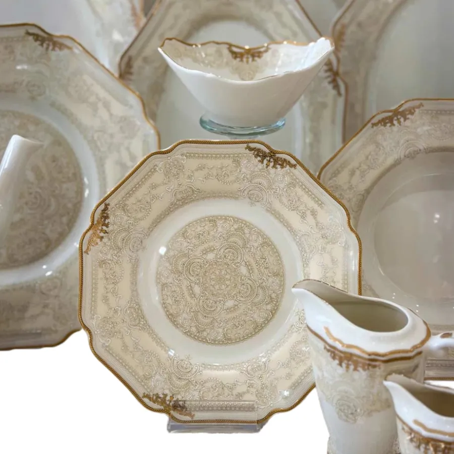 سرویس چینی توس برند ادگار (edgar) مورگان طلا 12 نفره 101 پارچه
