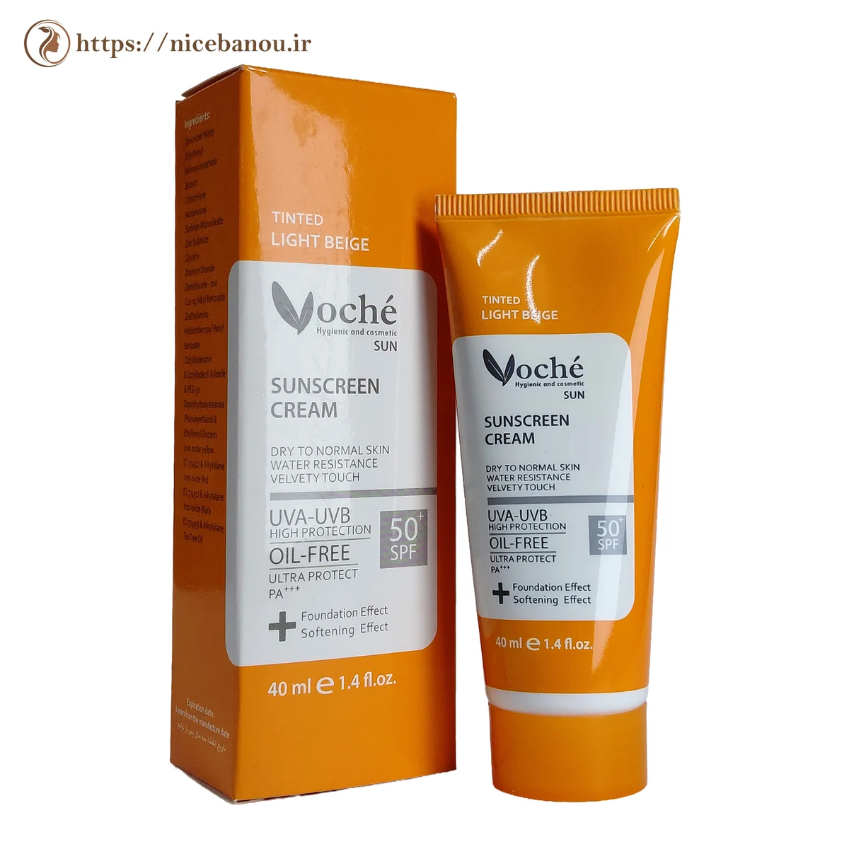 کرم ضد آفتاب رنگی بژ روشن وچه SPF50 مناسب پوست خشک و معمولی 40 میل