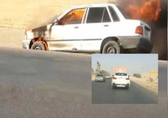آتش‌سوزی یک پراید و رفتار عجیب  راننده BMW