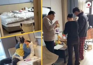 زندگی خانواده چيني در هتل برای صرفه جویی
